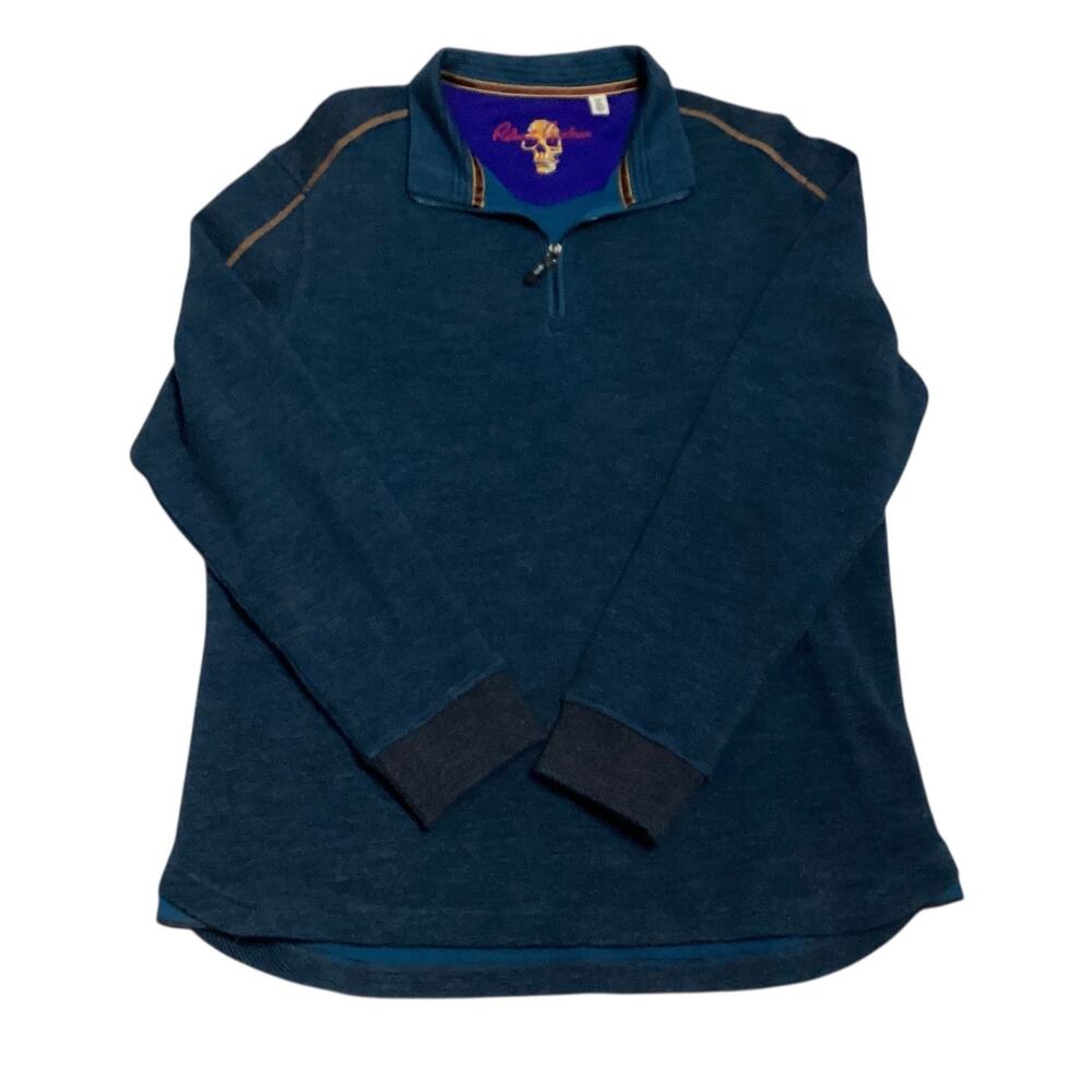 Robert Graham men's blue 1/4-zip pullover sweater cotton polyester blend sz XL
